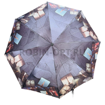 Зонт автомат женский 4 сл., DINIYA 210, прямая ручка , 20.8"(53см)Х8к, сатин, 93 см(диаметр), 345 г, 6 расцветка, город фото анонса