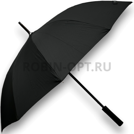Зонт полуавтомат мужской трость, ROBIN 1321, прямая ручка , 23"(58.5см)Х10к, эпонж 210т, (диаметр),  г, , черный фото детальное
