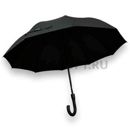 Зонт полуавтомат мужской трость, ROBIN 1320, ручка крюк, 23"(58.5см)Х10к, эпонж 210т, (диаметр),  г, , черный фото детальное