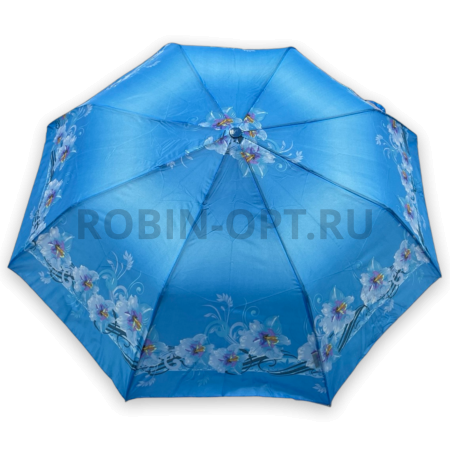 Зонт полуавтомат женский 3 сл., Unipro 2303, прямая ручка , 23"(58.5см)Х8к, нейлон, (диаметр),  г, , цветы фото детальное