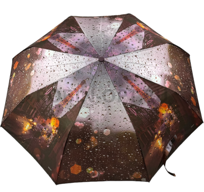 Зонт автомат женский 3 сл., DINIYA 200, прямая ручка , 23"(58.5см)Х8к, сатин, (диаметр),  г, , город фото анонса