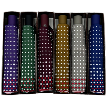 Зонт автомат женский 3 сл., ROBIN 3308, прямая ручка , 23"(58.5см)Х9к, эпонж 210т, (диаметр),  г, , горошек фото анонса