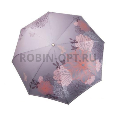 Зонт автомат женский 3 сл., Три слона L3680-B, прямая ручка , 23.6"(60см)Х8к, полиэстер, (диаметр),  г, , узор в цветочек (яркий) фото детальное