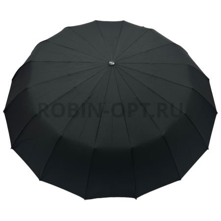 Зонт автомат мужской 3 сл., ROBIN 415, прямая ручка , 23"(58.5см)Х16к, эпонж 210т, 104 см(диаметр), 584 г, 1 рассцветка, черный фото детальное