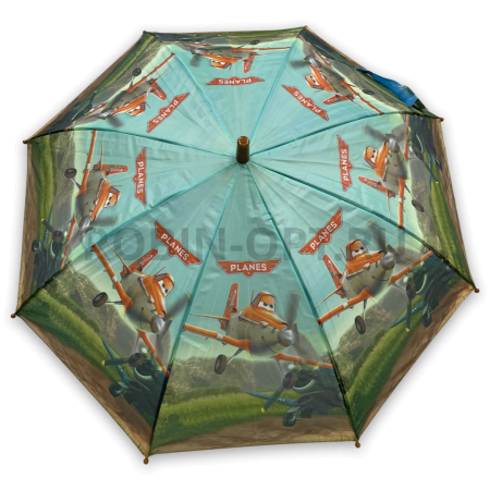 Зонт детский трость DINIYA 2225, полуавтомат, ручка крюк, пластик, 48 см, эпонж, 8 спиц, пластик фото детальное