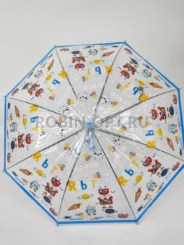 Зонт полуавтомат детский трость, PICCO 064, ручка крюк, 19"(48см)Х8к, ПВХ, (диаметр),  г, , мультики на прозрачном фоне фото анонса