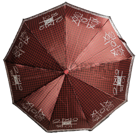 Зонт автомат женский 3 сл., ROBIN 3360, прямая ручка , 23"(58.5см)Х9к, сатин, 100 см(диаметр), 448 г, 6 рассцветка, крестики-нолик фото детальное