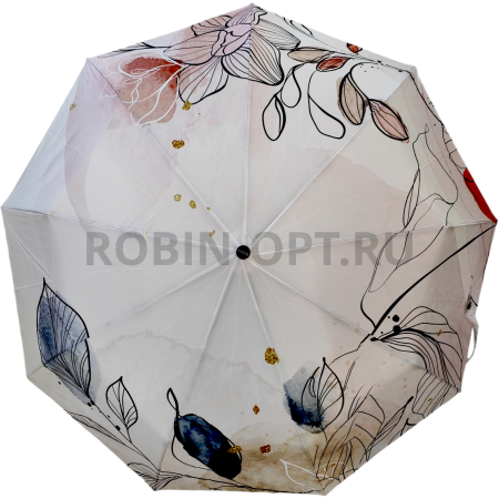 Зонт автомат женский 3 сл., ROBIN 3327, прямая ручка , 23"(58.5см)Х9к, эпонж 210т, 100 см(диаметр), 438 г, 6 рассцветка, абстракци фото детальное