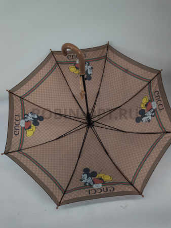 Зонт детский трость PICCO 087, полуавтомат, ручка крюк, пластик, 53 см, полиэстер, 8 спиц, Фибергласс, микки маус фото детальное