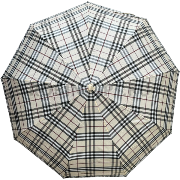 Зонт автомат женский 3 сл., DINIYA 2274, прямая ручка , 23"(58.5см)Х9к, экокожа, (диаметр),  г, , клетка фото детальное