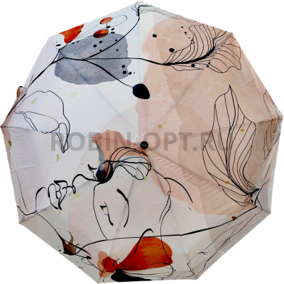 Зонт автомат женский 3 сл., ROBIN 3327, прямая ручка , 23"(58.5см)Х9к, эпонж 210т, 100 см(диаметр), 438 г, 6 рассцветка, абстракци фото анонса