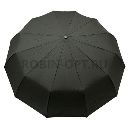 Зонт автомат мужской 3 сл., ROBIN 612, прямая ручка , 27.5"(70см)Х12к, эпонж 210т, 115 см(диаметр), 580 г, 1 рассцветка, черный фото детальное