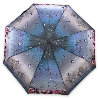 Зонт автомат женский 3 сл., DINIYA 163, прямая ручка , 23"(58.5см)Х9к, сатин, (диаметр),  г, , цветы фото анонса