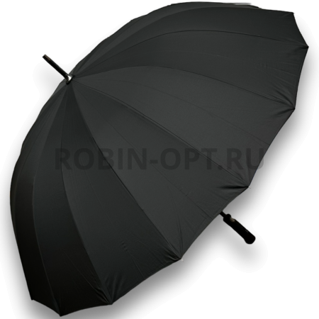 Зонт полуавтомат мужской трость, ROBIN 1720, прямая ручка , 27"(68см)Х16к, эпонж 210т, (диаметр),  г, , черный фото детальное
