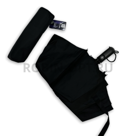 Зонт автомат мужской 3 сл., ROBIN 419, прямая ручка , 23"(58.5см)Х9к, эпонж, 100 см(диаметр), 471 г, 1 рассцветка, черный фото детальное