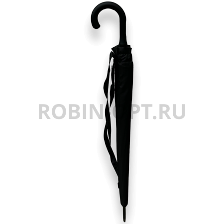 Зонт полуавтомат мужской трость, ROBIN 1522, ручка крюк, 25"(63.5см)Х16к, эпонж 210т, (диаметр),  г, , черный фото детальное