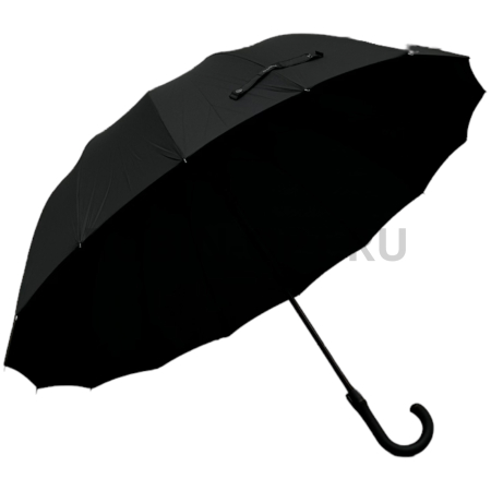 Зонт полуавтомат мужской трость, ROBIN 1722, ручка крюк, 27"(68см)Х16к, эпонж 210т, (диаметр),  г, , черный фото детальное