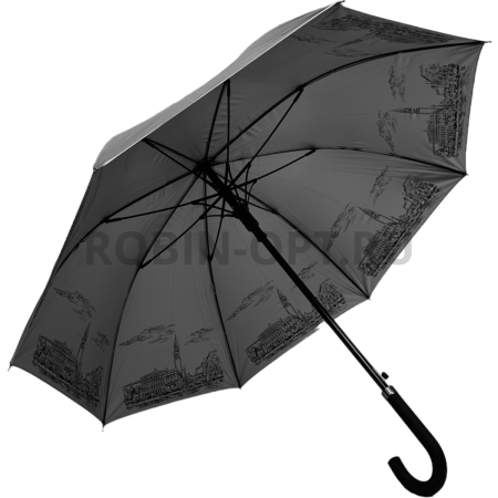 Зонт полуавтомат универсальный трость, FIABA 1002, ручка крюк, 23"(58.5см)Х8к, пленка, (диаметр),  г, , двухсторонний фото детальное
