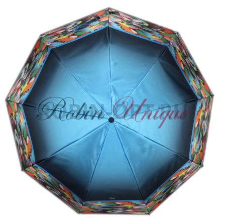 Зонт полуавтомат женский 3 сл., UNIQUE 2025, прямая ручка , 23"(58.5см)Х9к, фотосатин, (диаметр),  г, , переход (край абстракция) фото детальное