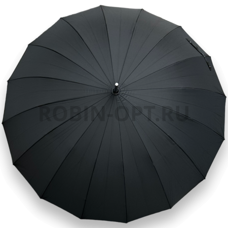 Зонт полуавтомат мужской трость, ROBIN 1522, ручка крюк, 25"(63.5см)Х16к, эпонж 210т, (диаметр),  г, , черный фото детальное