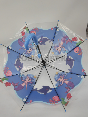 Зонт полуавтомат детский трость, PICCO 069, ручка крюк, 19"(48см)Х8к, ПВХ, (диаметр),  г, , мультики на прозрачном фоне фото детальное