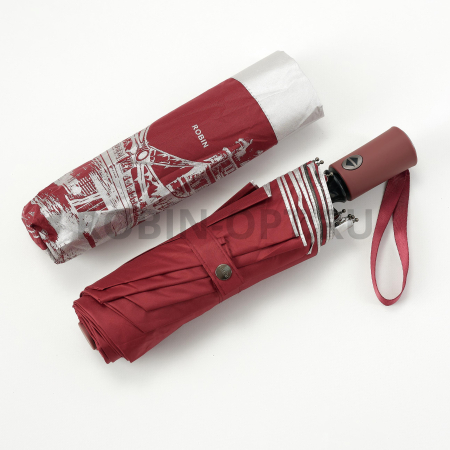 Зонт автомат женский 3 сл., ROBIN 3307, прямая ручка , 23"(58.5см)Х9к, эпонж, 100 см(диаметр), 512 г, 6 рассцветка, серый город фото детальное