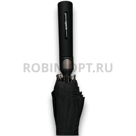Зонт полуавтомат мужской трость, ROBIN 1720, прямая ручка , 27"(68см)Х16к, эпонж 210т, (диаметр),  г, , черный фото детальное