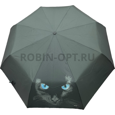 Зонт автомат женский 3 сл., DINIYA 236, прямая ручка , 23"(58.5см)Х9к, эпонж, (диаметр),  г, , кошки фото анонса
