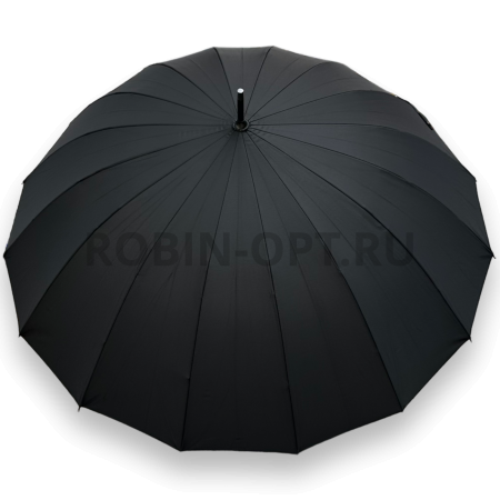 Зонт полуавтомат мужской трость, ROBIN 1522, ручка крюк, 25"(63.5см)Х16к, эпонж 210т, (диаметр),  г, , черный фото детальное