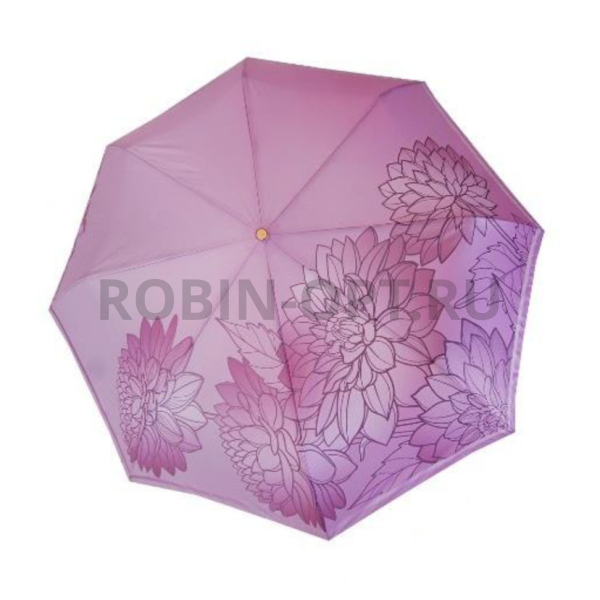 Зонт автомат женский 3 сл., Три слона L3680-B, прямая ручка , 23.6"(60см)Х8к, полиэстер, (диаметр),  г, , узор в цветочек (яркий) фото детальное