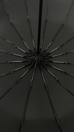 Зонт автомат мужской 3 сл., ROBIN 415, прямая ручка , 23"(58.5см)Х16к, эпонж 210т, 104 см(диаметр), 584 г, 1 рассцветка, черный фото детальное