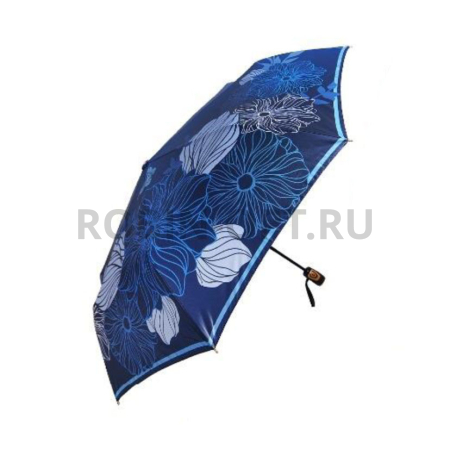 Зонт автомат женский 3 сл., Три слона L3680-B, прямая ручка , 23.6"(60см)Х8к, полиэстер, (диаметр),  г, , узор в цветочек (яркий) фото детальное