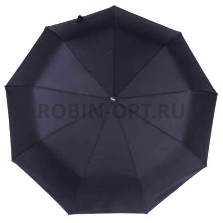 Зонт полуавтомат мужской 3 сл., ZICCO 3035, ручка полкрюк, 23"(58.5см)Х9к, эпонж, (диаметр),  г, , черный фото детальное