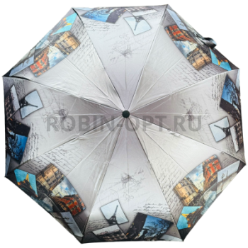 Зонт автомат женский 3 сл., DINIYA 208, прямая ручка , 23"(58.5см)Х9к, сатин, (диаметр),  г, , город фото анонса