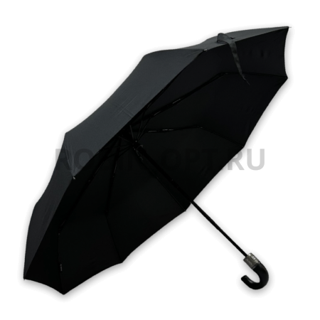 Зонт автомат мужской 3 сл., ROBIN 801, ручка крюк, 27.5"(70см)Х9к, эпонж, 115 см(диаметр), 624 г, 1 рассцветка, черный фото детальное