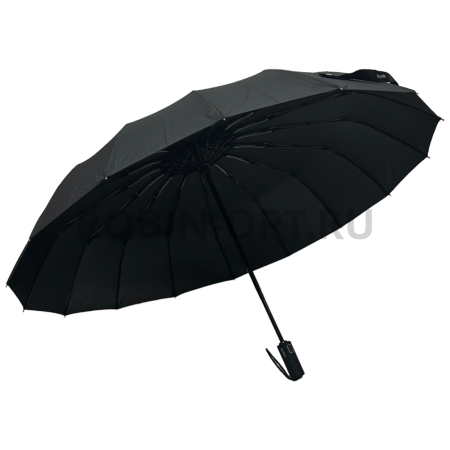 Зонт автомат мужской 3 сл., ROBIN 415, прямая ручка , 23"(58.5см)Х16к, эпонж 210т, 104 см(диаметр), 584 г, 1 рассцветка, черный фото детальное