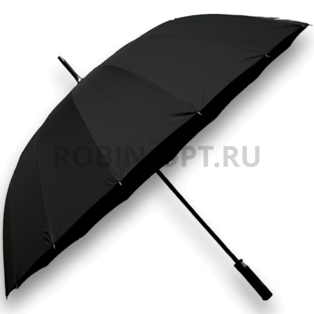 Зонт полуавтомат мужской трость, ROBIN 1720, прямая ручка , 27"(68см)Х16к, эпонж 210т, (диаметр),  г, , черный фото детальное