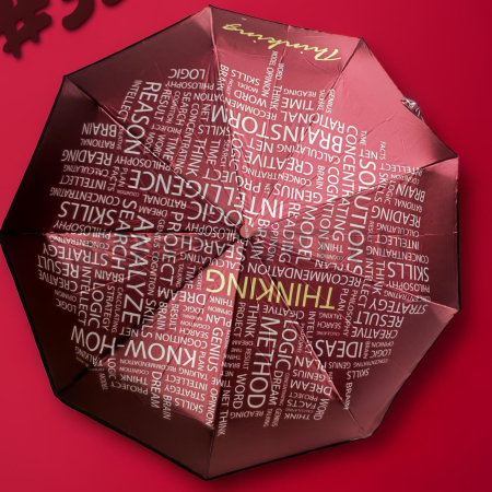 Зонт автомат женский 3 сл., ROBIN 3314, прямая ручка , 23"(58.5см)Х9к, сатин, 100 см(диаметр), 433 г, 6 рассцветка, Облака слов фото детальное