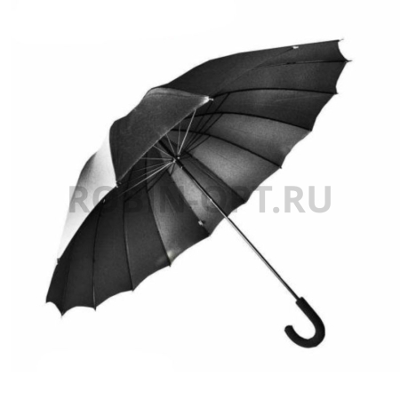 Зонт автомат мужской трость, Три слона M2160, ручка крюк, 25.5"(65см)Х16к, полиэстер, (диаметр),  г, , черный фото детальное