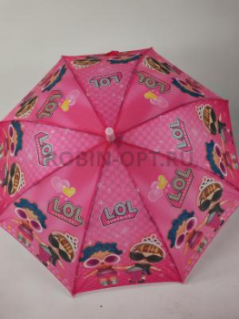 Зонт детский трость PICCO 089, полуавтомат, ручка крюк, пластик, 48 см, полиэстер, 8 спиц, Фибергласс, куклы лол фото анонса