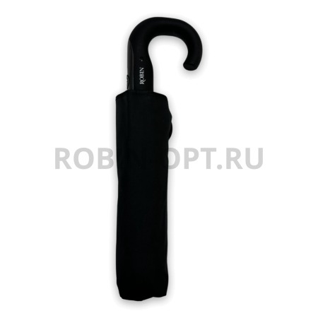 Зонт автомат мужской 3 сл., ROBIN 825, ручка крюк, 23"(58.5см)Х9к, полиэстер, 100 см(диаметр), 514 г, 1 рассцветка, черный фото детальное