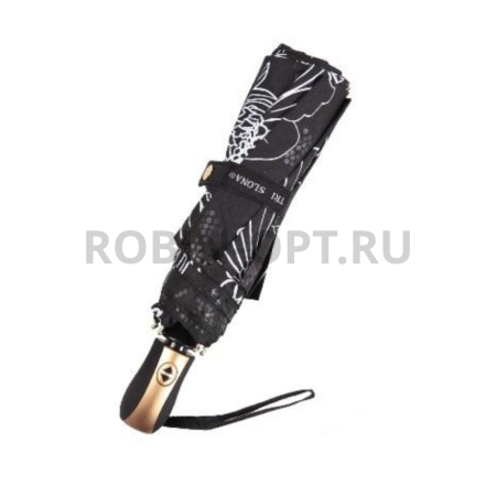 Зонт полный автомат женский 3 сл., Три слона L3897-E, прямая ручка , 23"(58.5см)Х8к, эпонж, (диаметр),  г, , нарисованный цветок фото детальное
