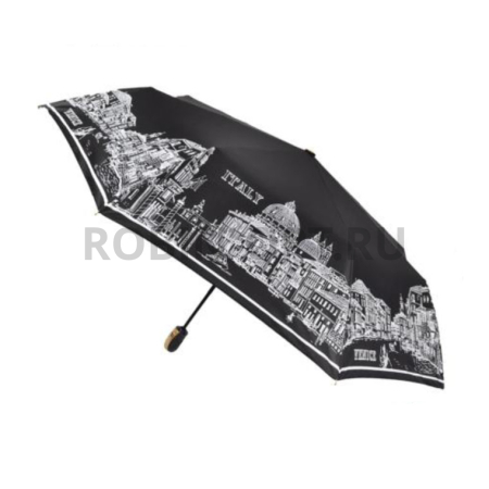 Зонт полный автомат женский 3 сл., Три слона L3897-C, прямая ручка , 23"(58.5см)Х8к, эпонж, (диаметр),  г, , нарисованный город фото детальное
