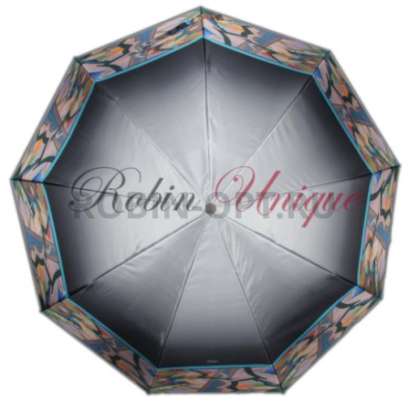 Зонт полуавтомат женский 3 сл., UNIQUE 2025, прямая ручка , 23"(58.5см)Х9к, фотосатин, (диаметр),  г, , переход (край абстракция) фото детальное