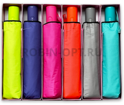 Зонт автомат женский 3 сл., DINIYA 173, прямая ручка , 23"(58.5см)Х9к, полиэстер, (диаметр),  г, , Однотонный двухсторонний фото анонса