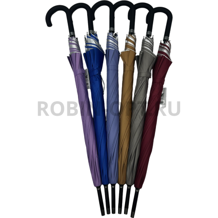 Зонт полуавтомат универсальный трость, FIABA 1002, ручка крюк, 23"(58.5см)Х8к, пленка, (диаметр),  г, , двухсторонний фото детальное