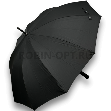 Зонт полуавтомат мужской трость, ROBIN 1321, прямая ручка , 23"(58.5см)Х10к, эпонж 210т, (диаметр),  г, , черный фото детальное