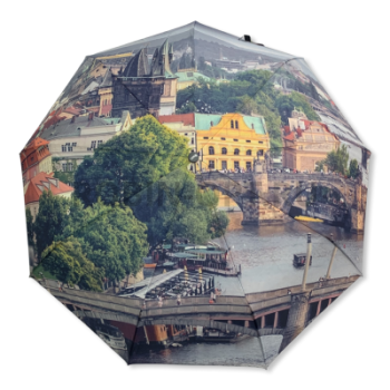 Зонт автомат женский 3 сл., Amore 400, прямая ручка , 23"(58.5см)Х9к, сатин, (диаметр),  г, , нарисованный город фото анонса