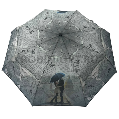 Зонт автомат женский 3 сл., DINIYA 192, прямая ручка , 23"(58.5см)Х8к, эпонж, (диаметр),  г, , Газета фото анонса