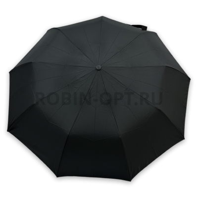 Зонт полуавтомат мужской 3 сл., ROBIN 210, ручка крюк, 23"(58.5см)Х9к, эпонж, 100 см(диаметр), 514 г, 1 рассцветка, черный фото анонса